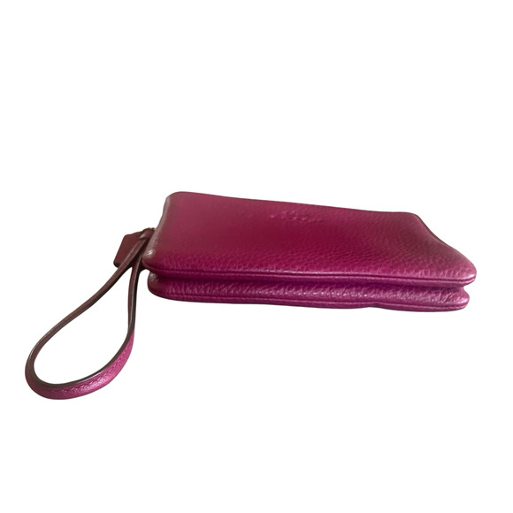 COACH Fuchsia Pebbled Leather Double Corner Zip Wristlet Bag Wallet Hang Tag - Picture 10 of 12